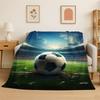 Green Football Field Soccer Art Sport Flannel Blanket Soft Throw Blanket for Bedroom Living Room Bed Travel Camping Picnic Nap
