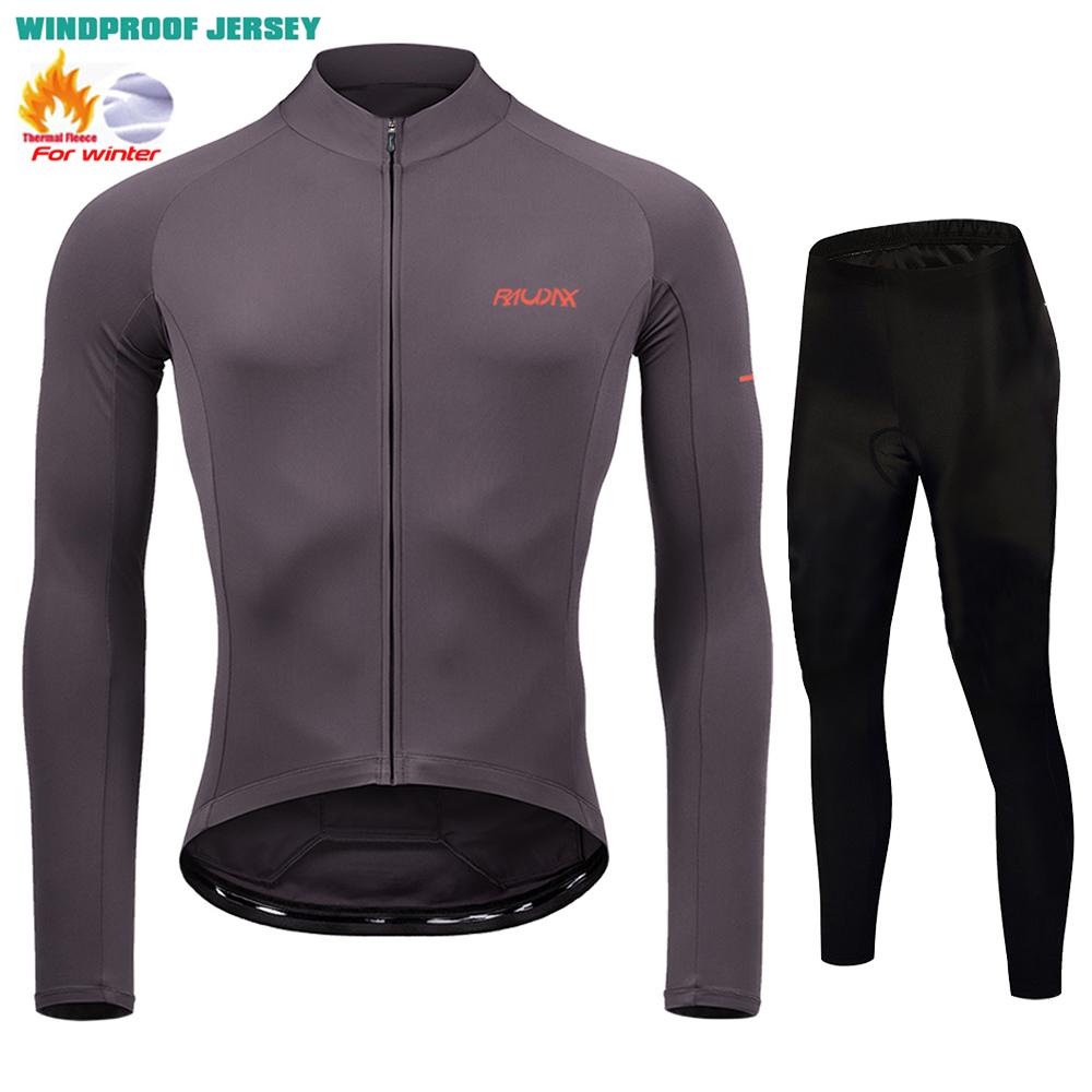Raudax Winter Mountain Bike Jersey Ropa De Hombre Thermal Fleece Keep Warm Road Bike Sportswear 2026 Winter Velvet Warm Cycling Clothing Suit Set