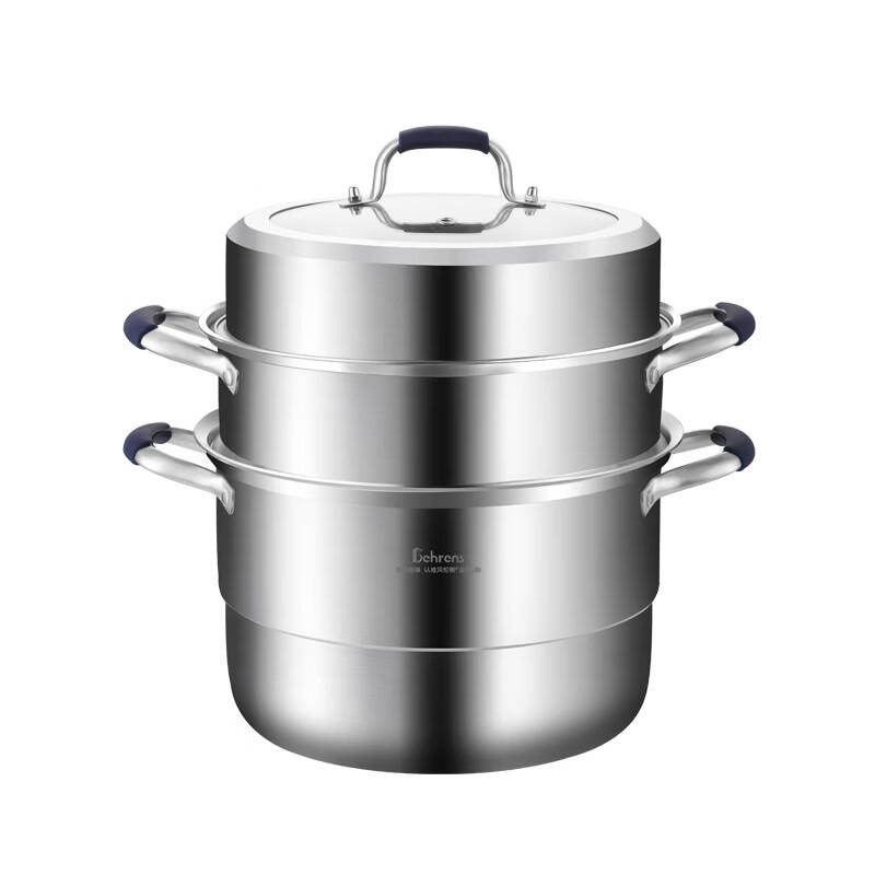 Berens 28cm 3-Tier 304 Stainless Steel Steamer with Visible Lid