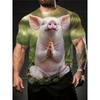 Fun Animal 3D Print Men's T-Shirt, Crew Neck Short Sleeve, Casual Loose Fit Gym Top, Y2K Fashion