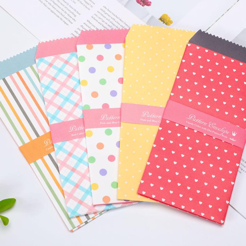 5Pcs/Set Fresh Candy Color Series Paper Envelopes Cute Kawaii Wedding Invitation Blessing Greeting Card Letter Gift Envelope