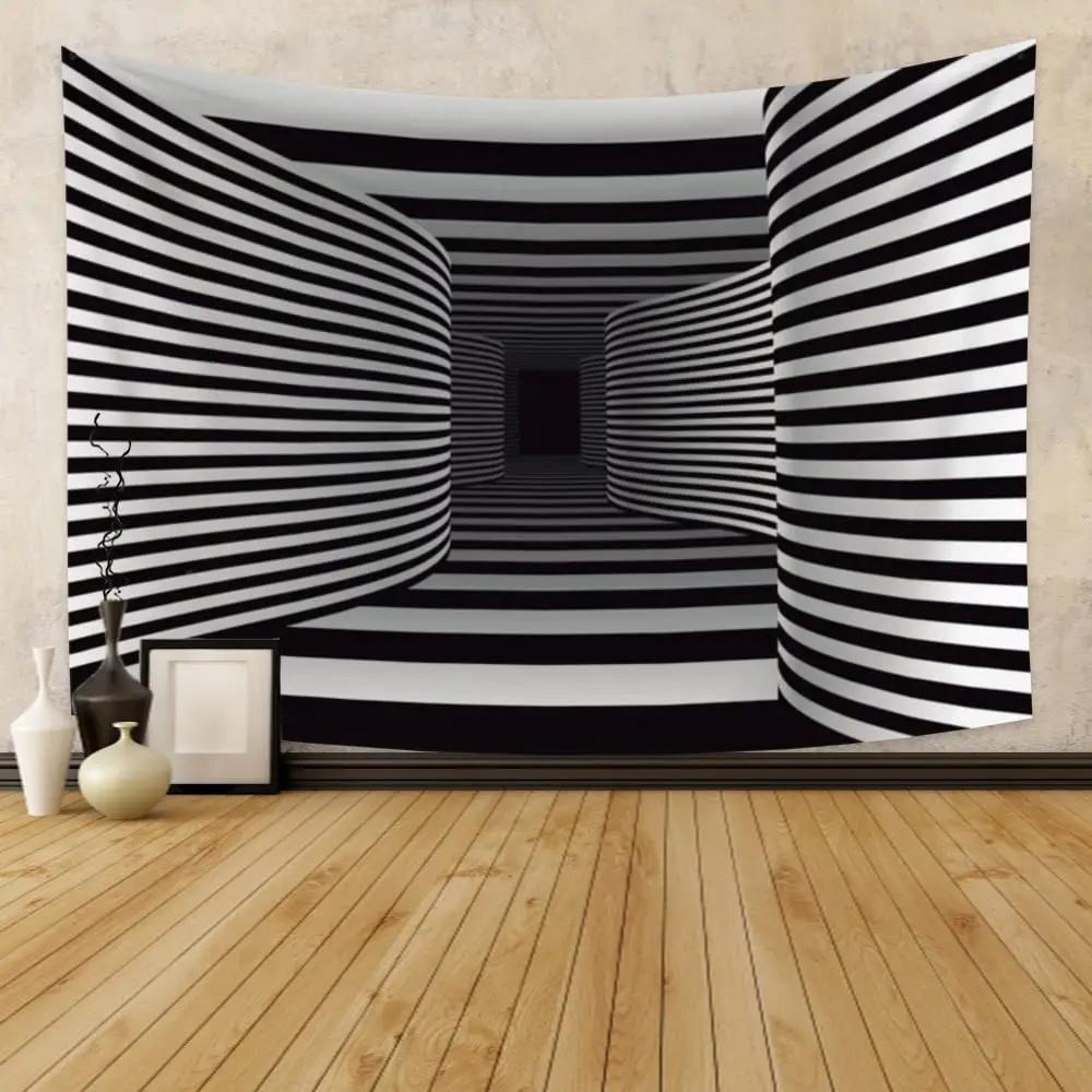 Hypnotic Spiral Tapestry  Black  White Optical Illusion Design  Unique Wall Art for Bedroom  Modern Decor Lover Gift