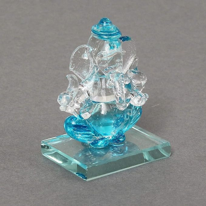 TreegoArt Crystal Glass Ganesha Idol Ganesha Statue Figurine Decorative Showpiece for Home Decor- 2.5 Inches