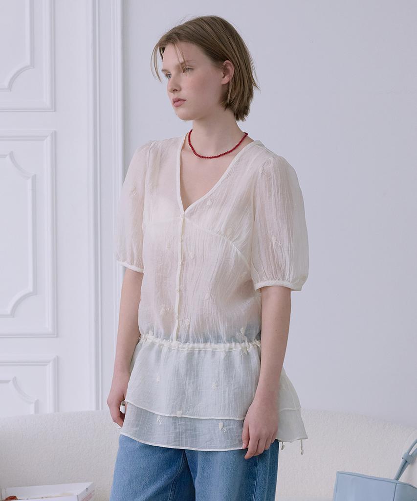 AFTERHOURS Floral Sheer Layered Dress (Ivory)