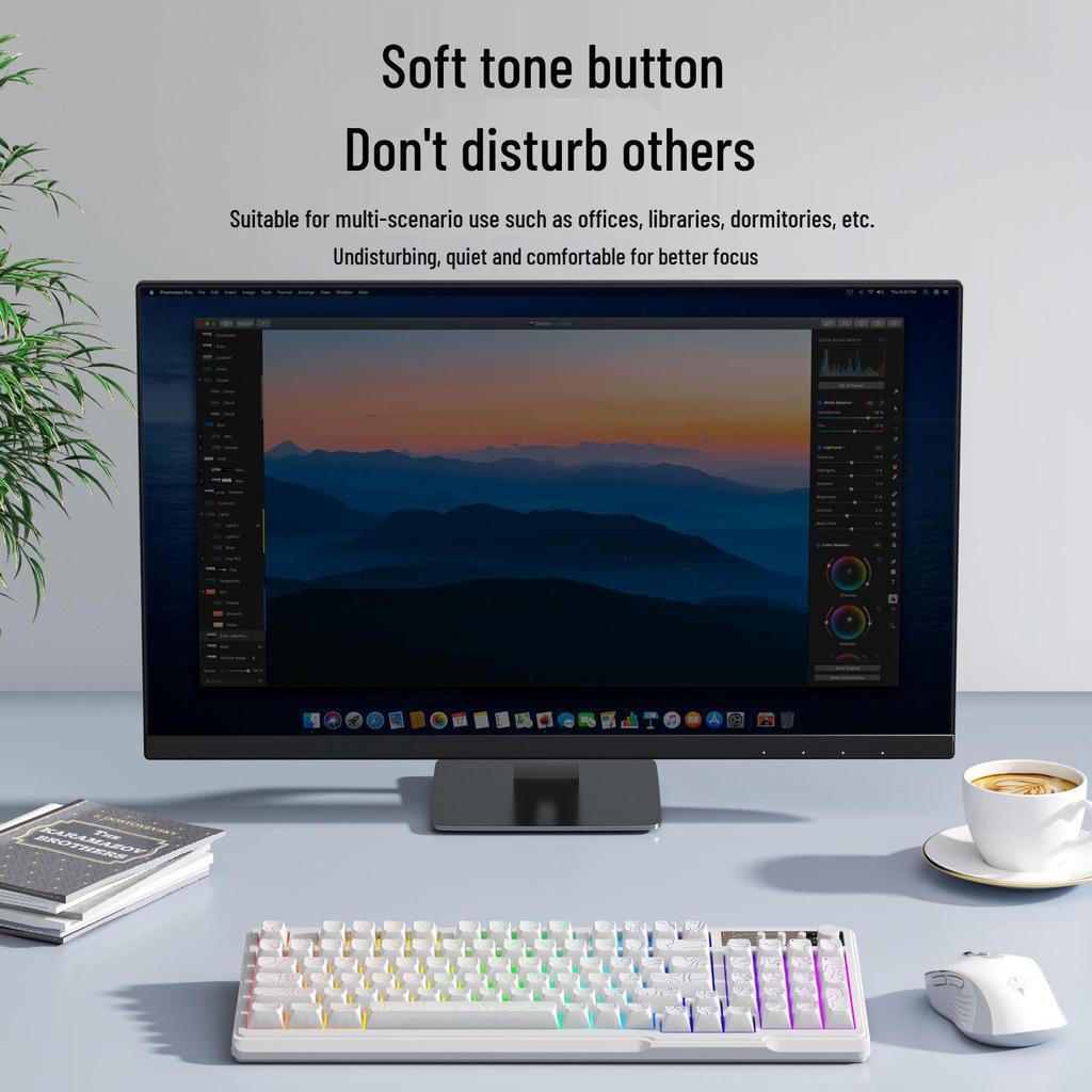 H97 Mechanical Keyboard: Wireless/Wired, RGB, Home/Office/Gaming, Three-Mode Bluetooth for Girls.