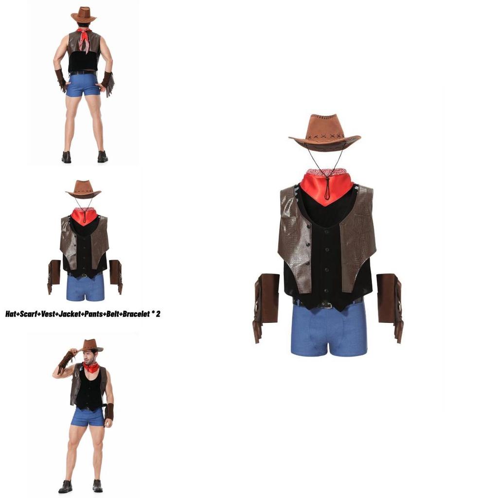Costume da Cowgirl Western per Uomo Adulto Cosplay Festa in Maschera Halloween [m Xl]