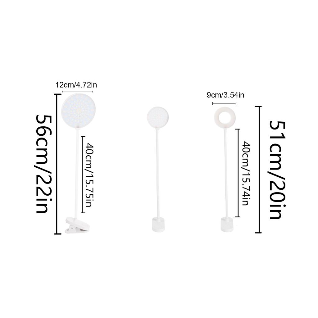 USB charging clip desk lamp bedside reading lamp with 3 color modes and adjustable brightness - White