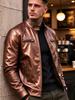 New men's stand-up collar PU leather jacket slim locomotive jacket spring and autumn business casual ruffian handsome jacket