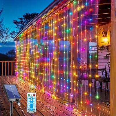 Garden Decoration Solar LED Curtain Lights 8 Lighting Modes Outdoor String Lights for Wedding Party Gazebo Christmas Lighting