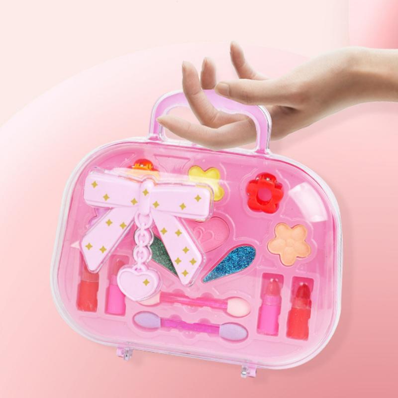 Children'S Girls Makeup Toys Set Cute Bow Bag Eyeshadow Palette Lipstick Girls Birthday Party Dress Up Makeup Toys Best Gifts