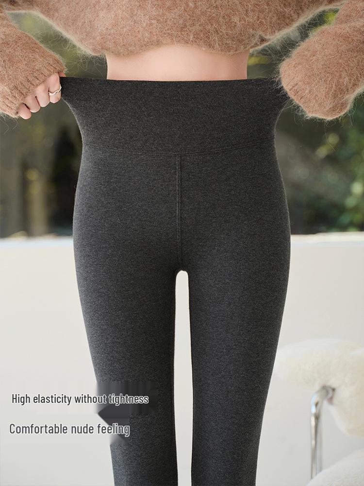Women's High-Waisted Fleece-Lined Warm Cotton Pants - Slimming Autumn/Winter New Arrivals with Back Pocket