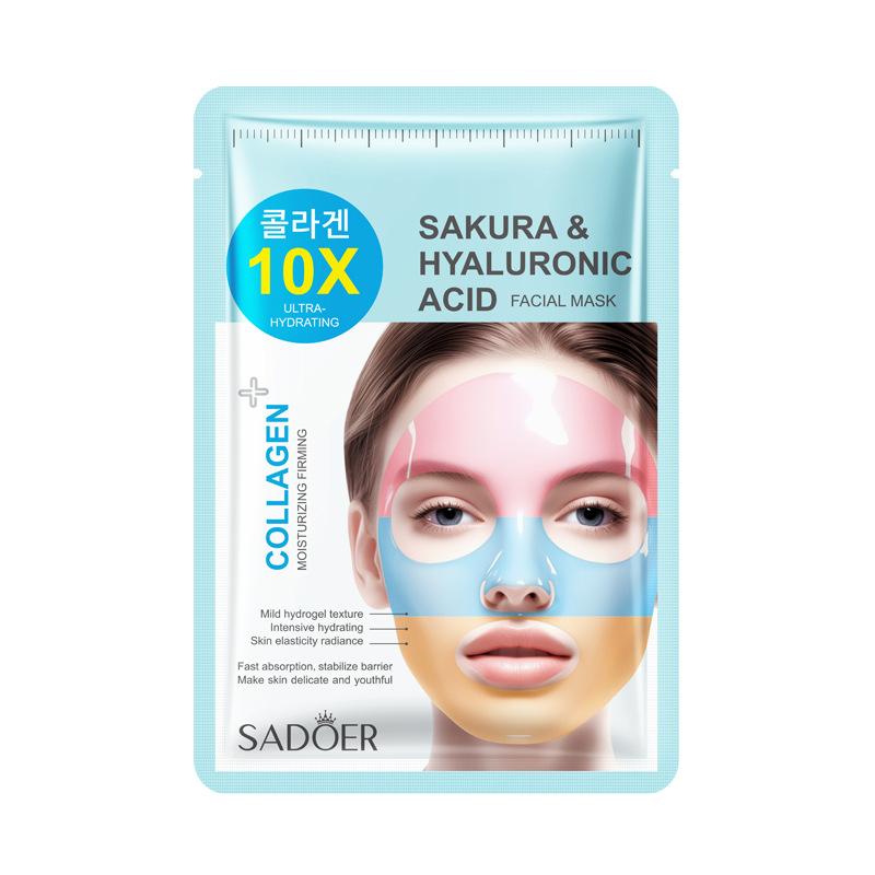 1PCS Collagen Tricolor Mask 30ml Sakura Hyaluronic Acid Rainbow Mask 30ML