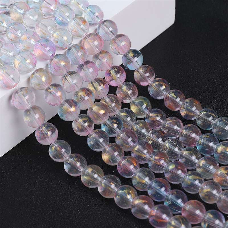 30/50 pezzi Perline di Vetro Cristallo Inchiostro Pervasivo Ghiaccio Tintura Halo Spruzzate Perline Distanziatrici Libere Dorate per Creazione di Gioielli