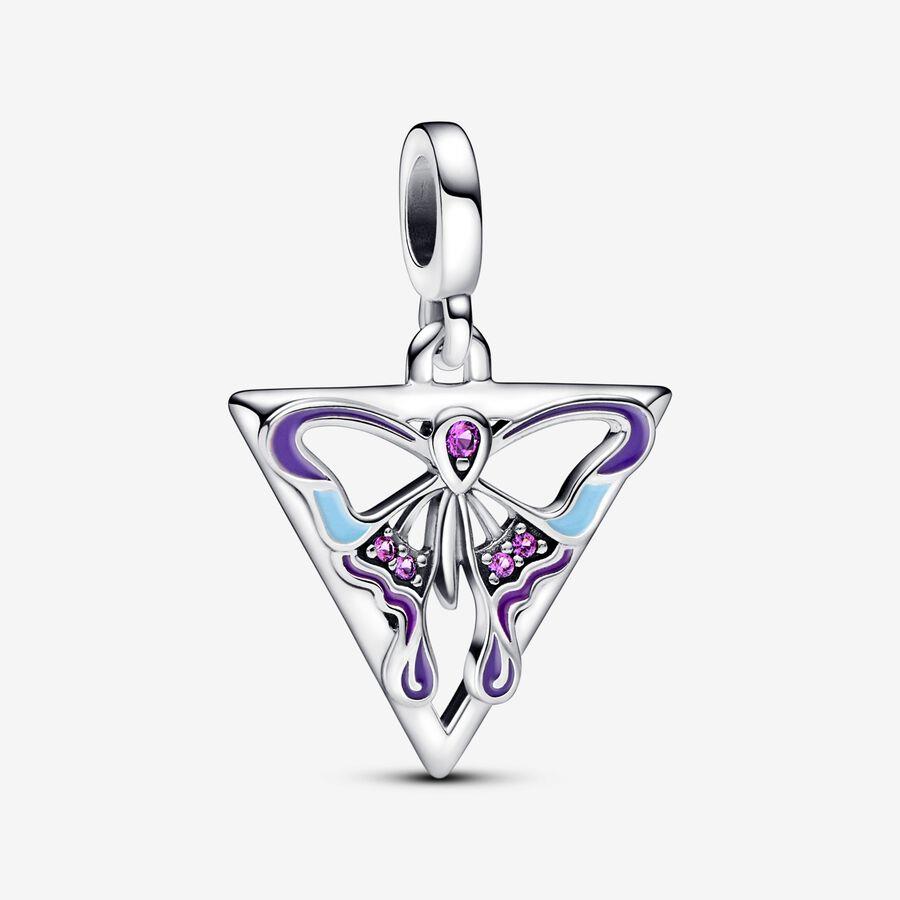 Pandora Women's Silver 792306C01 Me Butterfly Medallion Charm – Sterling Multicolor Butterfly Medallion Charm