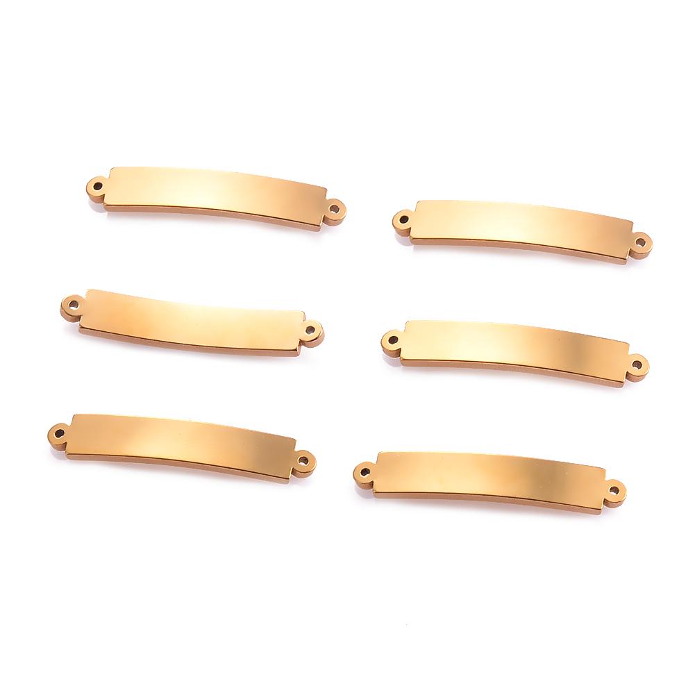 10 Stück/Los Edelstahl Goldene Verbinder Für Schmuckherstellung Leere Stäbe Handstempel-Anhänger Graviert DIY Armbandherstellung beige
