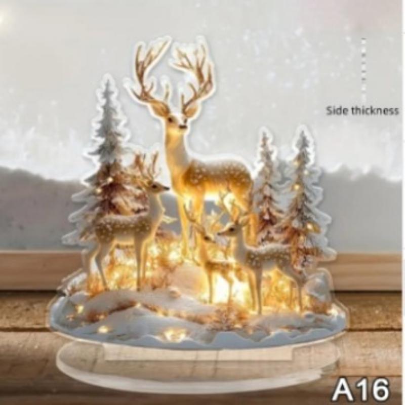 

2D Плоскость Подходит для Подарков В 4 Сезона, Набор Полипропиленовых Статуэток Персонажей Снежной Деревни, Ретро Акриловое Рождественское Украшение для Стола, Украшение для Дома