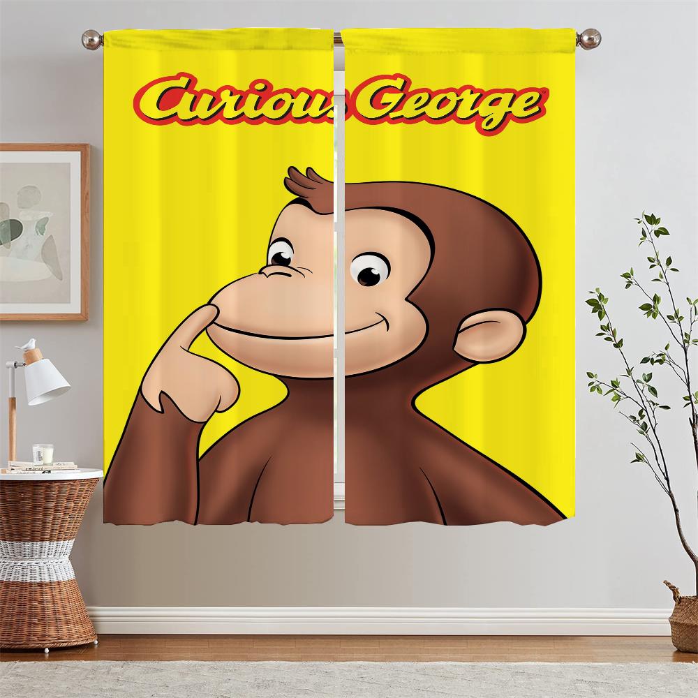 

Любопытная обезьянка Кухонные шторы 2 штуки Занавески для окон Домашняя шифоновая занавеска Подхваты Блэкаут штора Занавеска для гостиной Жалюзи W50xH70cmx2pcs-CL