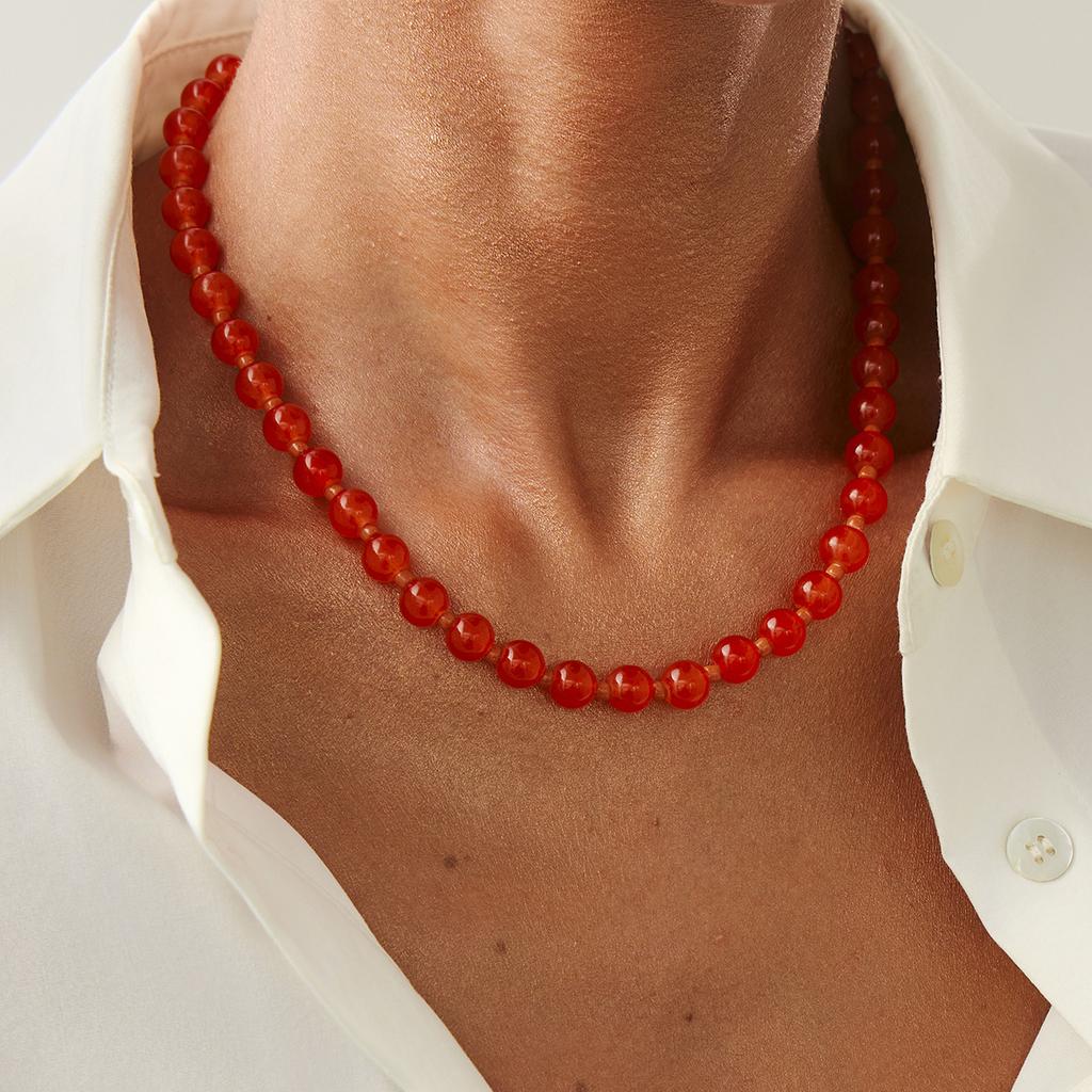 Fashion Creative Transparent Glass Beads Choker Necklaces for Women Retro Bohemian Clavicle Chain Necklace Summer Daily Party Jewelry