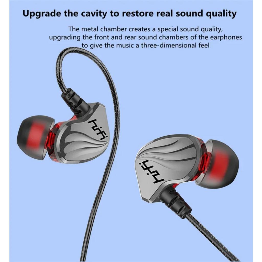 HIFI 6D Surround Bass In-Ear Wired Headphones 3.5mm Type C Earphone Sports Waterproof Gaming Headset Handfree Earbuds with Mic