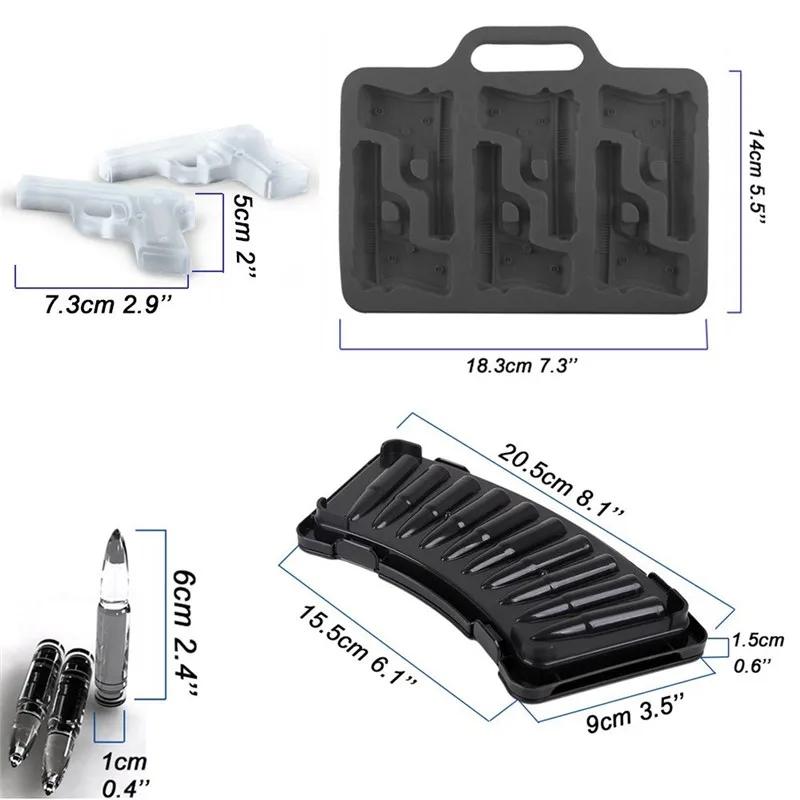 Home Gun Bullet Skull Ice Cube Maker DIY Bullet Ice Cube Tray Chocolate Mold Whiskey Wine Ice Cream Tool New Bar Accessories