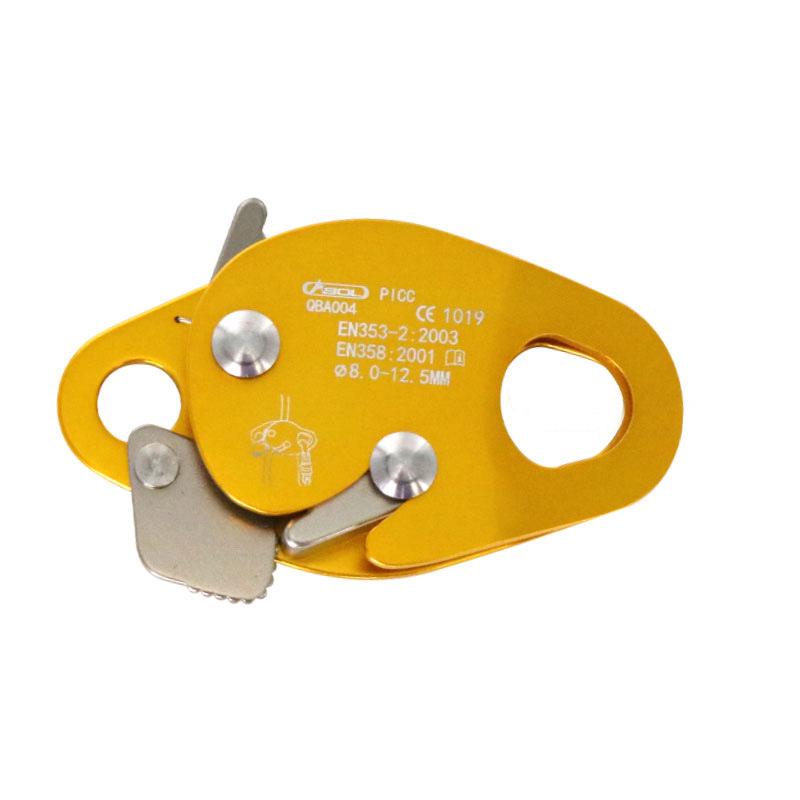 Bezpečnostní zařízení pro vysokohorské skalní lezení: Samosvorný lanový blokant a nástroj pro zachycení pádu