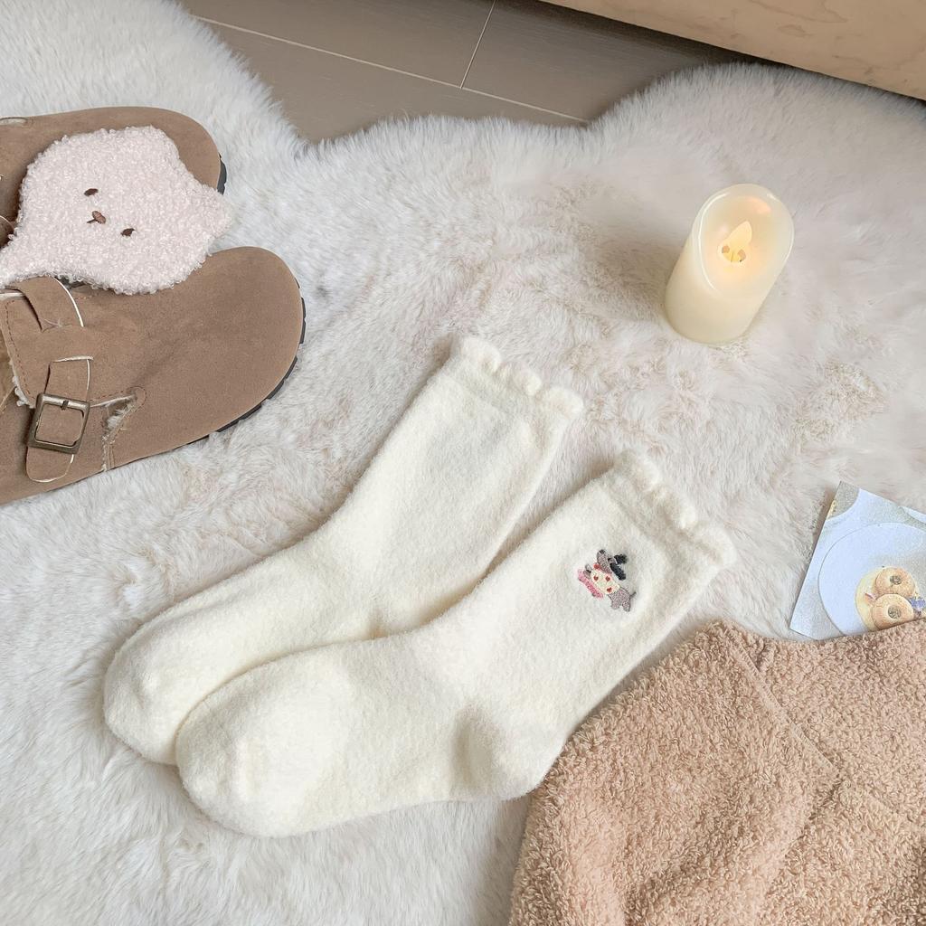Urocze i Zabawne Skarpety z Haftowanym Jamnikiem Miękkie Pogrubione i Welurowe Ciepłe Australijski Welur Skarpety do Układania Dzieci