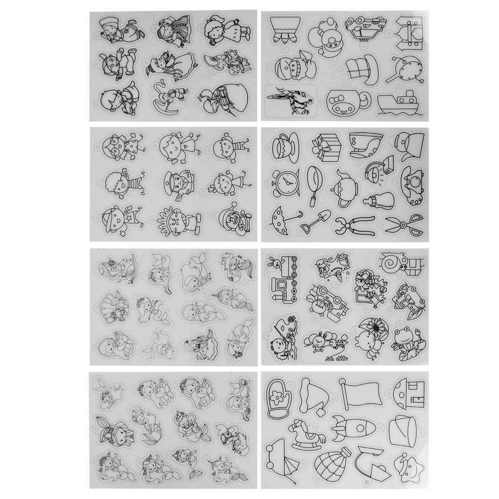 8 ks Smršťovací fólie Vzor pro chlapce a dívky Průsvitná Široké použití Shrinky Art papír pro DIY