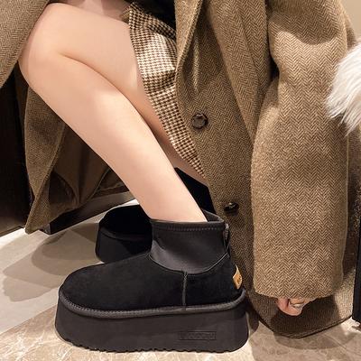 Fleece Snow Boots with Thick Soles, New Fur Integrated Short Boots In Autumn and Winter 2025, Thickened Non-slip Cotton Shoes