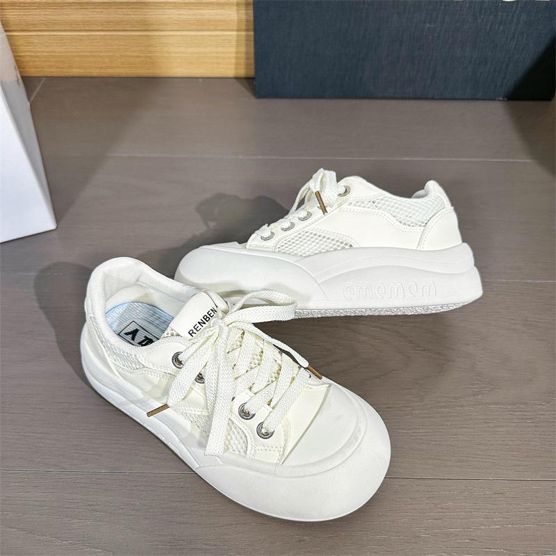 Cute fashion round head platform casual shoes women's spring new heightening lightweight low-top board shoes sneakers