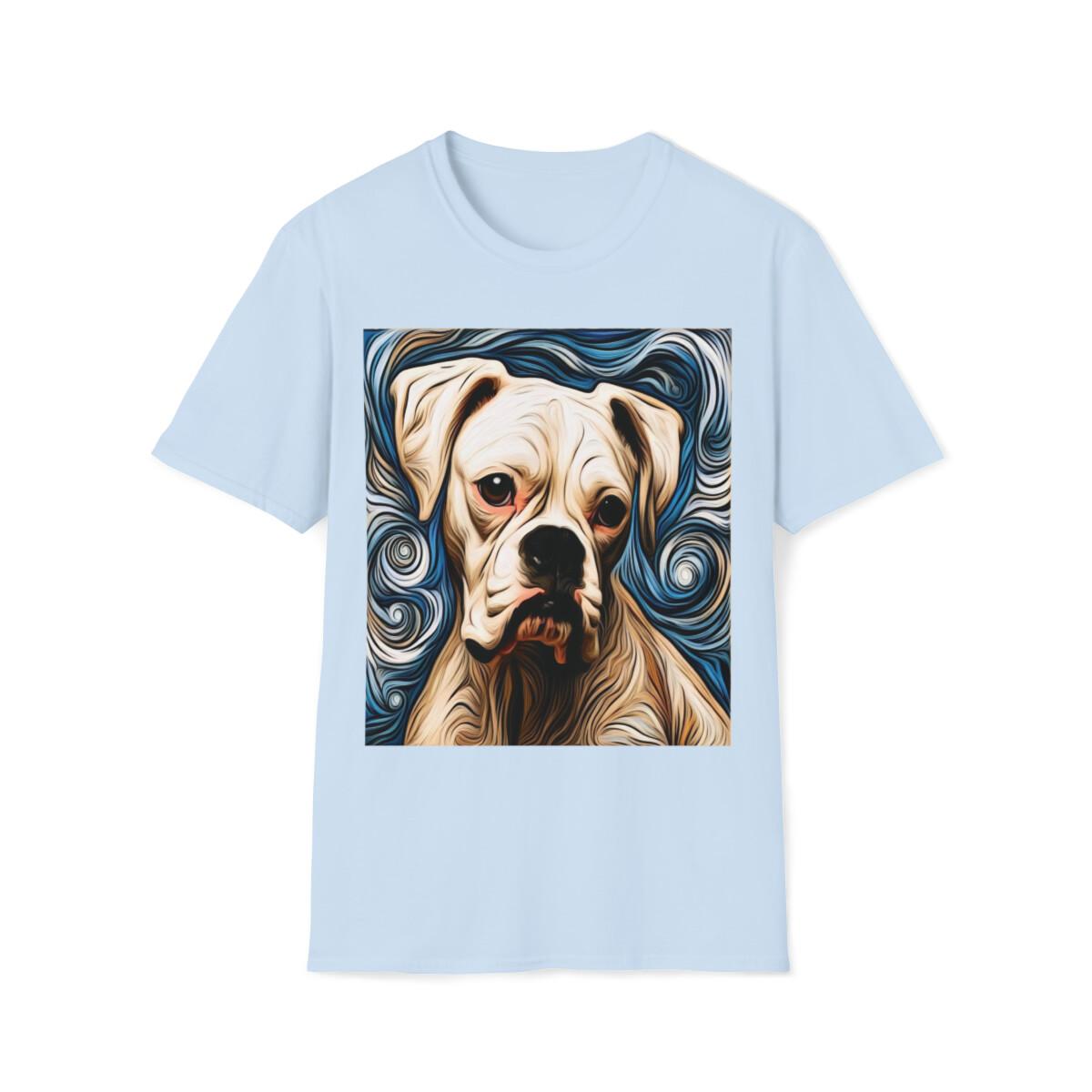 Unisex Cotton T-Shirt. White Boxer Dog XXXL