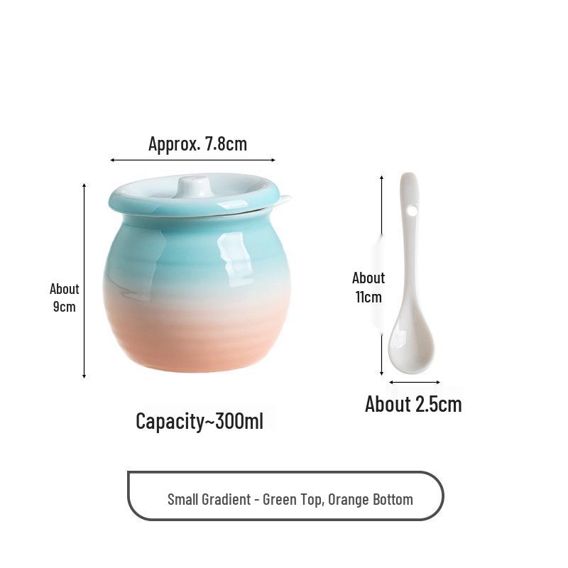 Ceramic Chili Oil Can with Spoon - High Temp Resistant, Creative Design for Luck & Prosperity in the Kitchen