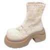 Thick-soled Lace Mesh Cool Boots Women's Hollow Breathable Short Boots Thin Martin Boots