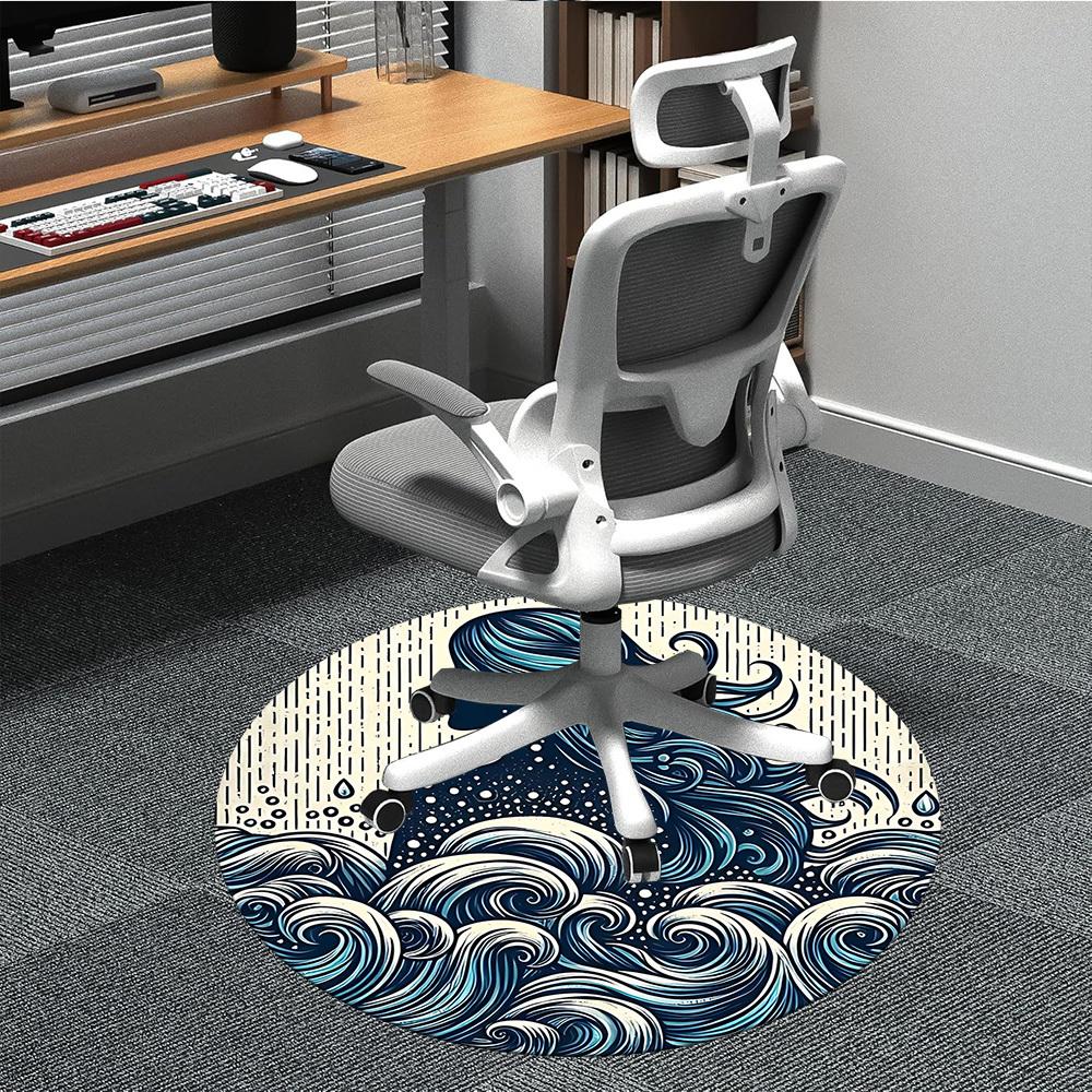 1pc Ocean Mermaid Office Round Area Rug, Mat Suitable For Office, Under Office Chairs Bedroom Living Room Home Decor, Room Deco