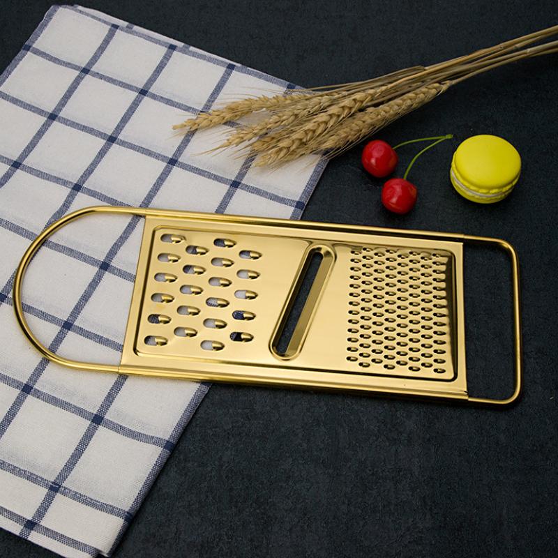 Vergoldetes Messing Silberne Oberfläche Hobel Edelstahlreibe Schaber Reibe Küchenzubehör Rallador Dropshipping