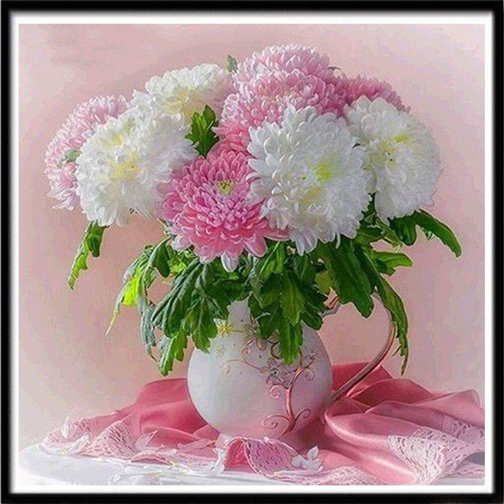 

5D алмазная мозаика DIY алмазная живопись красочная роза украшение Алмазная ваза вышивка крестиком внутреннее украшение стены Full Round 20x20CM