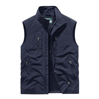Colete plus size para homens de meia-idade, pesca ao ar livre, verão, camisola, casual, fino, roupa de trabalho