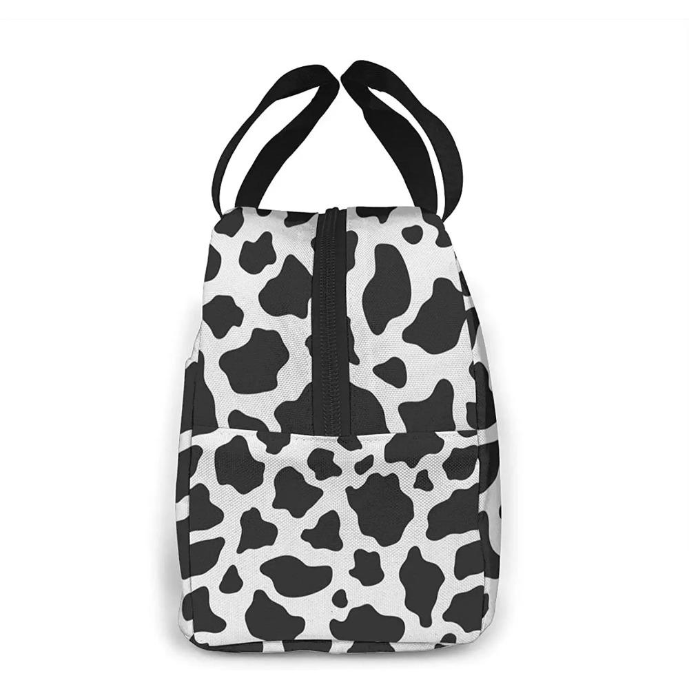 Kraví vzor Přenosná taška na oběd Žena Vodotěsná nákupní taška přes rameno Malé kabelky Peněženky Nakupování Kancelář Škola Piknik Kempování