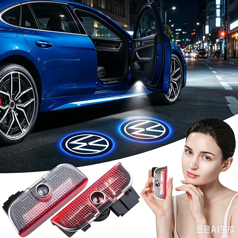 2Pcs Car Door Badge logo Projector Lamps Welcome LED Light Emblem For VW Scirocco POLO Tiguan Passat B5 B6 B7 Golf EOS Jetta MK6