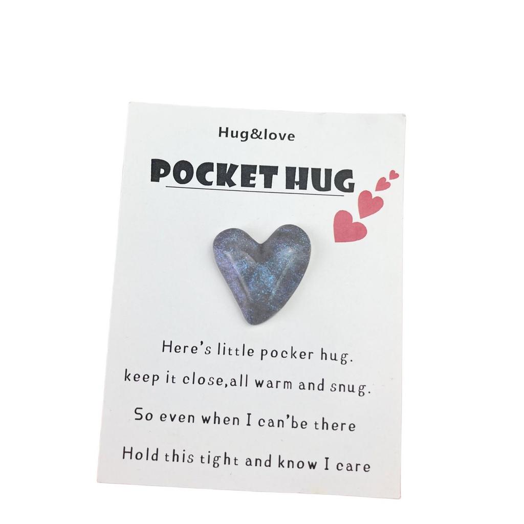 Cute Resin Colored Floral Heart Shaped Pocket Blessing Card