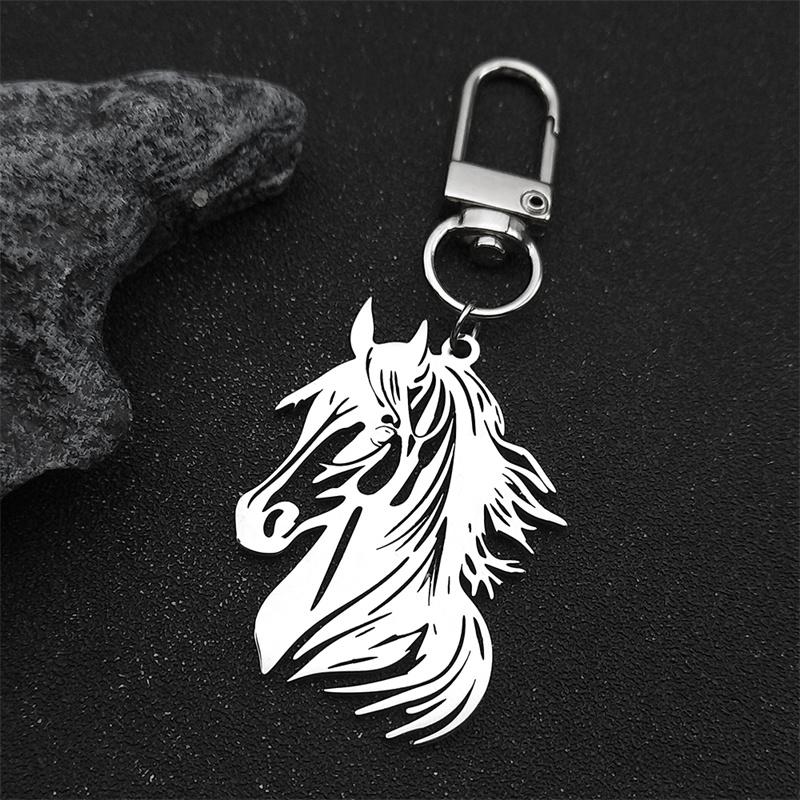 Hiphop Horse Pony Head Animal For Women Men Stainless Steel Gold Silver Male Bag Charm Jewelry Gifts Bag Charm