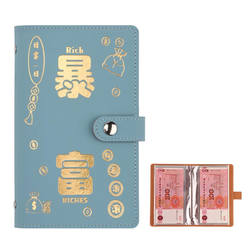 Funny 100 Envelopes Money Saving Challenge Large Capacity PU Get Rich Overnight Mini Binder Savings Challenge Budget Binder