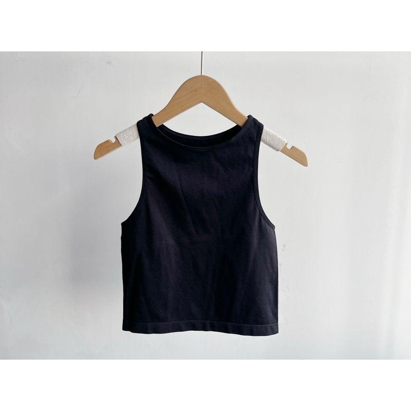 

Slight Flaw Korean Style Summer Solid High Elastic Vest Top Sleeveless Sports Inner wear Fashion Slimming Chest Emphasizing Slim fit Y8 Black P