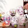 High Borosilicate High Temperature Resistant Double-Layer Transparent Glass Real Flower Heat Insulation Simple Souvenir Quicksand Cup Juice Coffee Cup