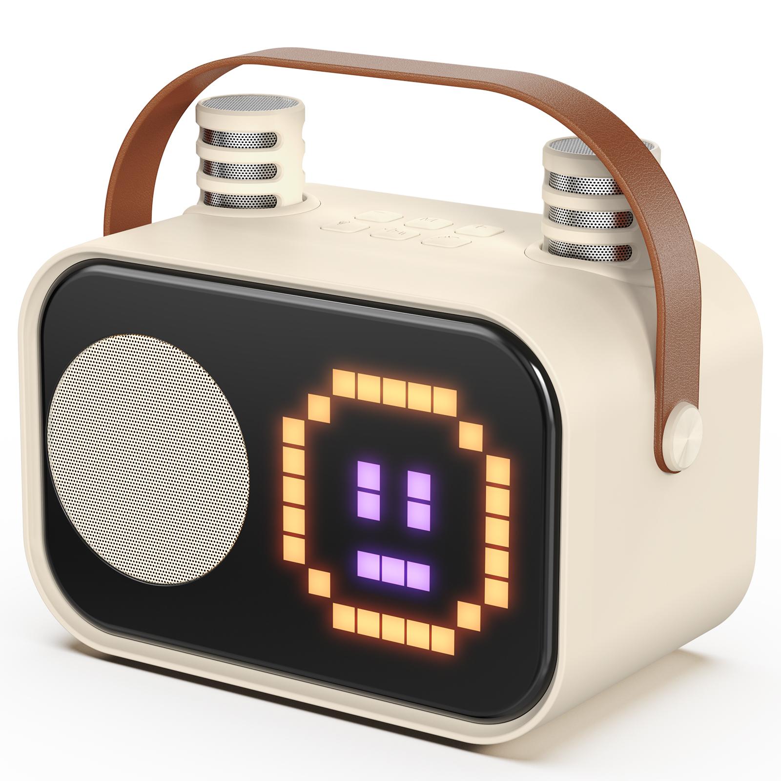 

Мини Караоке Машина для Детей и Взрослых, Портативная Bluetooth Караоке Колонка с 2 Беспроводными Микрофонами и Цветной Светодиодной Подсветкой, Домашний День Рождения