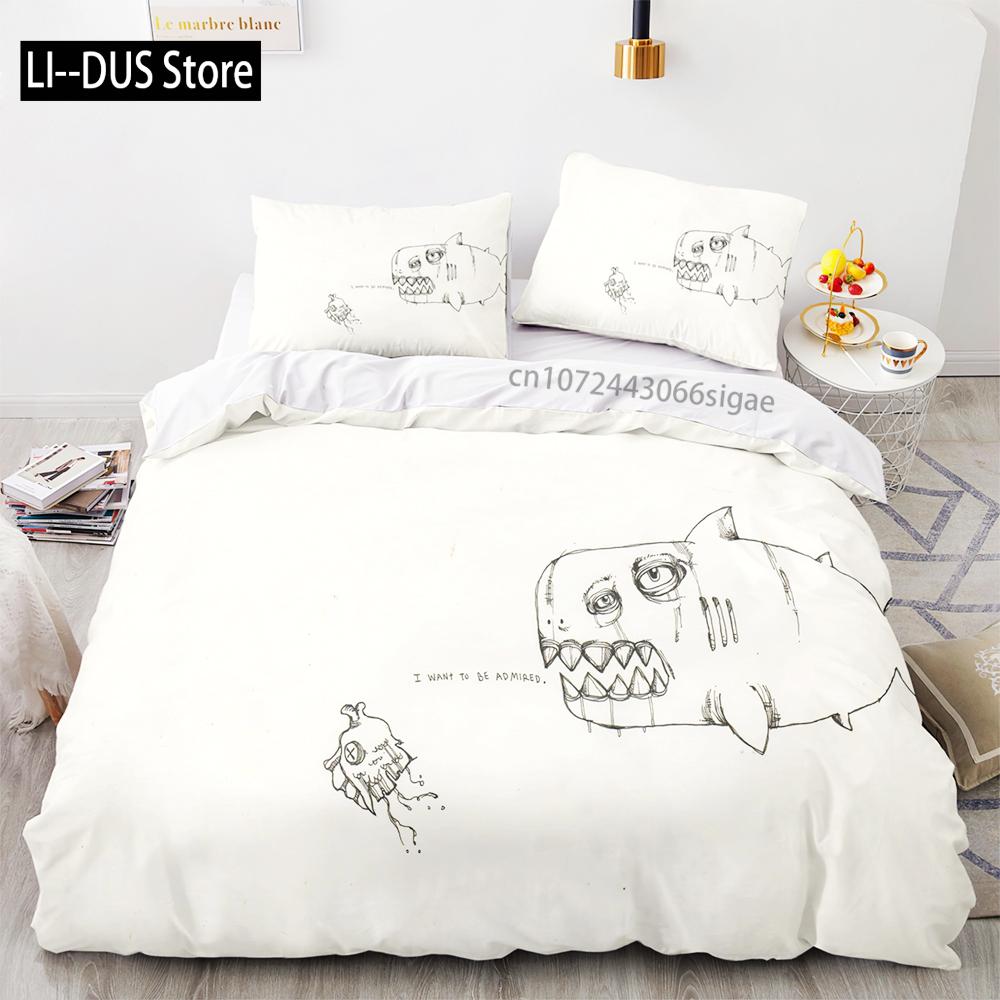 Shark Bedding Set Single Twin Full Queen King Size Ocean Overlord Bed Set Aldult Kid Bedroom Duvetcover Sets 3D Anime 035
