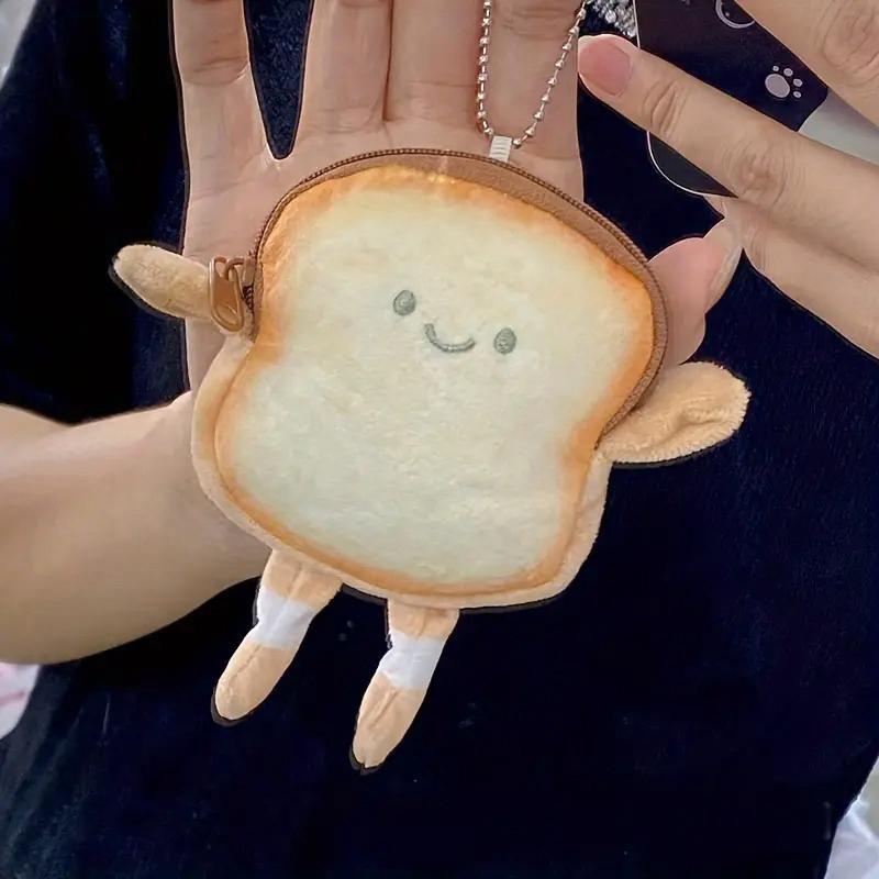 Female Toast Cute Expression Coin Purse Pendant Japanese Plush Storage Bag Korea Small Wallet Ins Style Creative