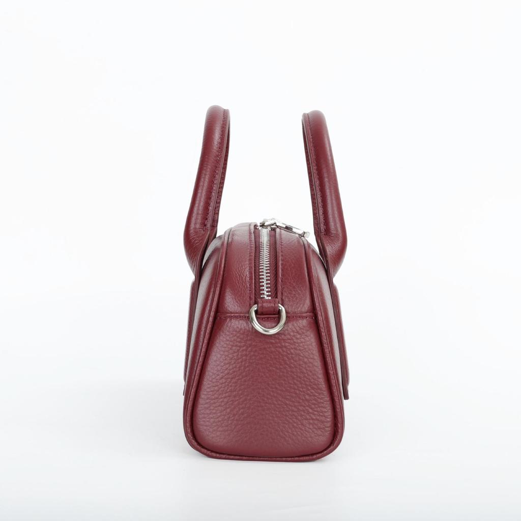 Women's Lightweight Genuine Leather Boston Pillow Bag - Luxury Retro Bowling Handbag & Casual Crossbody
