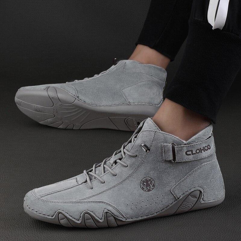 Men's Casual Ankle Boots Lace Up Walking Lightweight Comfortable Sneakers Motorcycle Outdoor Winter Warm Fashion Shoes