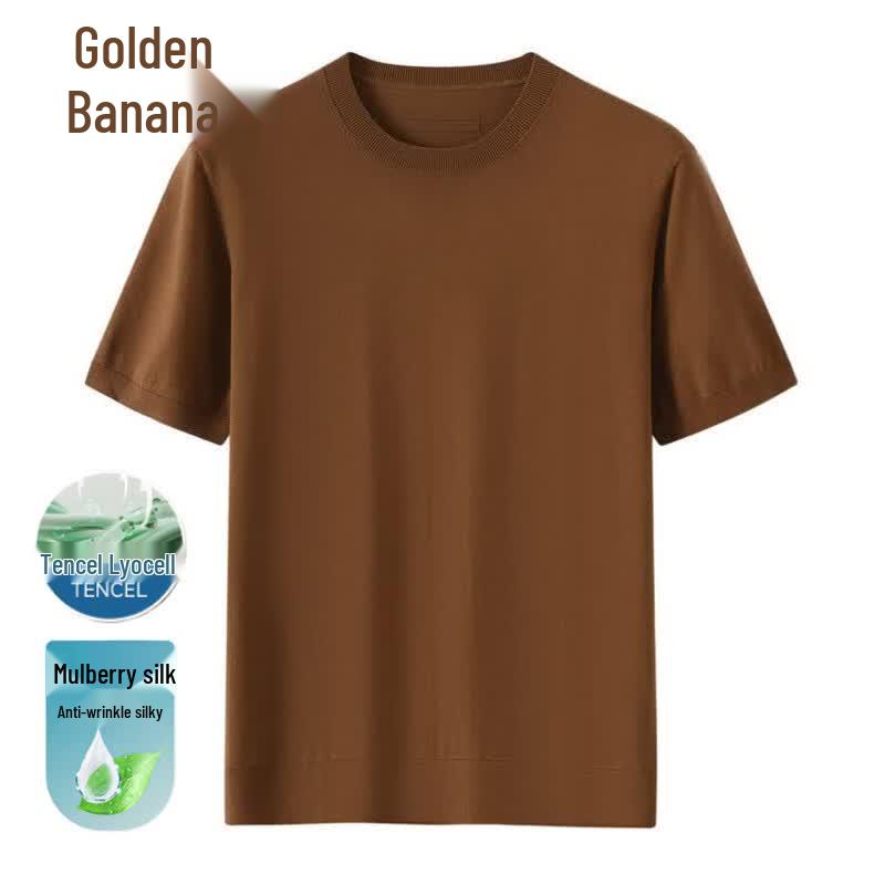 Men s Lyocell-Silk Blend Round Neck T-Shirt XL
