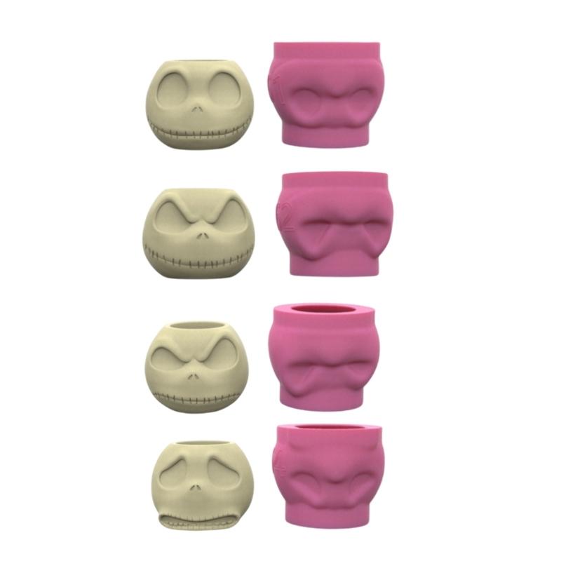 Versatile Silicone Mould for Skull Flower Pots Easy Demoulding Cement Planter Accessory for Enthusiasts Household